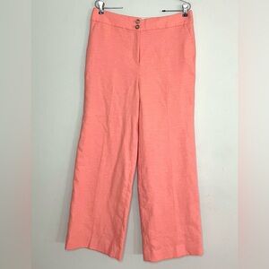 Talbots Linen Blend High Waisted Wide Leg Trousers Pants Sz 10